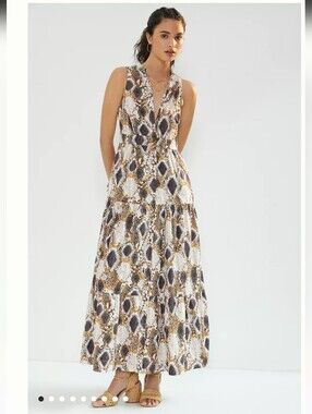 MAEVE SNAKE-PRINTED MAXI DRESS SZ 6